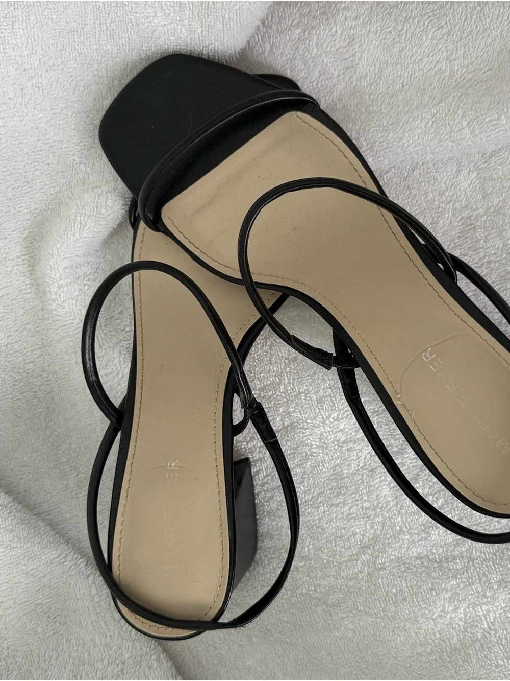 Marc Fisher Black Strappy Square-Toe Heeled Sandals